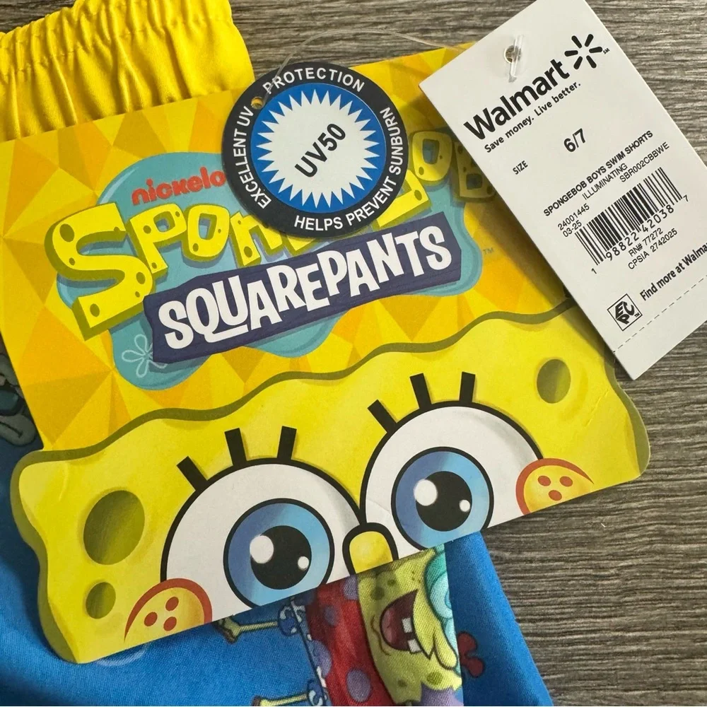 Spongebob Squarepants Boys Swim Shorts Trunks Size 6/7